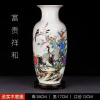 景德镇陶瓷大花瓶仿古青花瓷山水花鸟招客厅电视柜插鲜花摆件