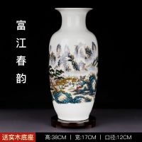 景德镇陶瓷大花瓶仿古青花瓷山水花鸟招客厅电视柜插鲜花摆件