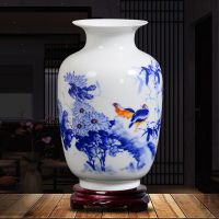 景德镇陶瓷器小花瓶家居装饰品摆件插花干花中式客厅电视柜工艺品