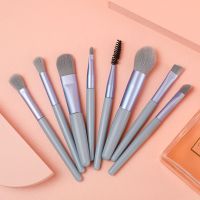 8支马卡龙旅行刷子套装便携腮红刷迷你唇刷短杆化妆套刷软毛学生