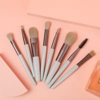 8支马卡龙旅行刷子套装便携腮红刷迷你唇刷短杆化妆套刷软毛学生