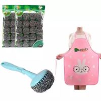 不锈钢钢丝球清洁球10/20/40/60个装厨房洗碗刷锅清洁用品