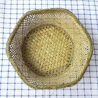 竹编六角形水果篮果盘新款手工筛子干果盘零食篮子馒头收纳筐竹筐