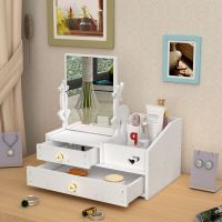 化妆品收纳盒带镜子桌面整理梳妆台口红护肤品面膜置物架宿舍