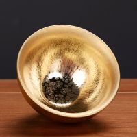 建言建盏黄金鹧鸪斑窑变功夫茶具品茗杯个人杯鎏金茶盏单杯大号