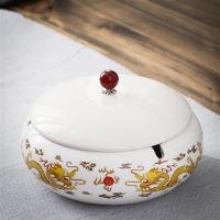 陶瓷带盖烟灰缸创意个性时尚防飞灰大号客厅家用办公室欧式潮