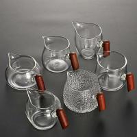 公杯加厚耐热玻璃泡茶公道杯分茶器侧把倒茶器泡茶壶木把公杯茶具