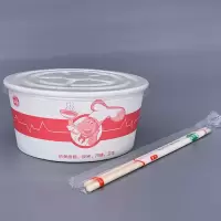 送一次性筷子600/800ml一次性圆形打包凉皮酸辣粉米线快餐盒纸碗