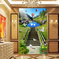 3d玄关自粘墙贴画大自然风景过道走廊背景墙装饰画防水防潮壁画