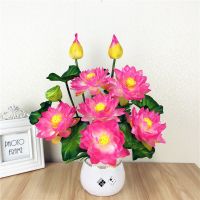 仿真荷花莲花供花套装 假荷花塑料假花绢花小盆栽家居装饰摆件