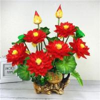 一盆仿真荷花莲花供花小套装 塑料假花小盆栽家居装饰摆件