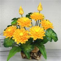 一盆仿真荷花莲花供花小套装 塑料假花小盆栽家居装饰摆件