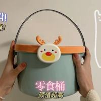 小红书同款零食收纳桶带盖卡通可爱学生收纳盒桌面零食储存盒罐子