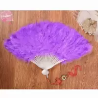 一把全绒加厚羽毛扇子折扇旗袍走秀舞台表扇子演舞蹈扇子古风