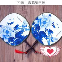 宫扇圆扇子双面团扇宫廷复古工艺木柄舞蹈圆真丝扇子古典雅舞蹈扇