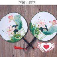 宫扇圆扇子双面团扇宫廷复古工艺木柄舞蹈圆真丝扇子古典雅舞蹈扇