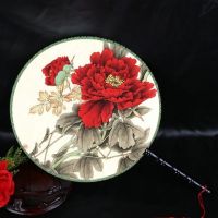 宫扇圆扇子双面团扇宫廷复古工艺木柄舞蹈圆真丝扇子古典雅舞蹈扇