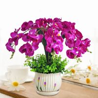 仿真花套装蝴蝶兰花假花盆栽客厅电视柜装饰花客厅室内摆件塑料花