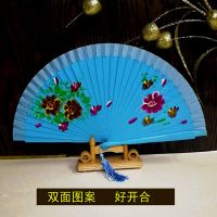 舞蹈扇红扇子实木扇骨开合顺溜双面扇旗袍舞台走秀表演折扇