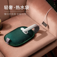 爱登(edon)G10 热水袋充电暖水袋热敷暖宝宝女生月经大姨妈神器暖脚暖手防爆充 仙踪绿[防爆夹+双插手套]