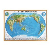 一带一路3d凸凹世界立体地形地图桌面学习装饰挂图旗舰正品