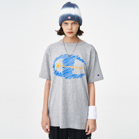 Champion冠军T恤22春夏新款涂鸦大C草写LOGO叠印短袖T恤潮