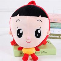 男女儿童书包男幼儿园韩版2019可爱毛绒玩偶大头儿子小孩双肩背包 大头孩子红色