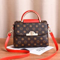 [富贵鸟]小包包新款韩版印花女士手提包简约百搭单肩斜挎包 老花 酒红