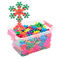 梅花积木3D旋转雪花片立体拼装幼儿园礼物游戏儿童玩具益智3到6岁 60颗梅花积木[袋装]送画册