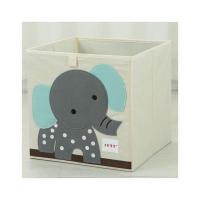 千合可折叠儿童卡通有机布艺玩具整理箱带盖衣物储物框收纳盒桶邮 大象 33*33*33无盖不可水洗