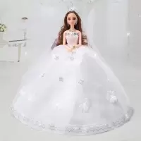 换装芭比娃娃单个装礼盒洋娃娃女孩公主婚纱儿童套装圣诞礼物 45厘米长裙白色婚纱 4D真眼12关节娃娃