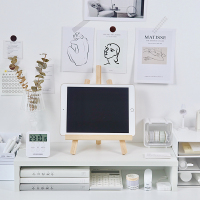 简约垫笔记本电脑显示器增高架桌面键盘收纳少女实木书桌置物架子 实木颗粒板单层增高架 1层