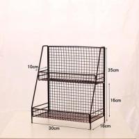 铁艺双层置物架化妆品收纳架ins落地厨房调料书桌宿舍神器桌面架 黑色小号 2层