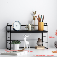 桌面置物架小型书架双层办公桌二层收纳架饭桌餐桌书桌床头柜架子 单层----黑架黑板