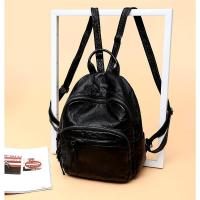 2021秋冬新款包包超韩版水洗皮双肩包妈妈女包休闲背包书包旅行包 黑色