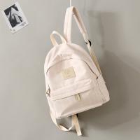 2021新款双肩包女书包韩版高中大学生ins格子百搭少女校园小背包 米白色