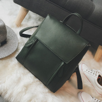 韩版2021新款双肩包女学院风休闲简约背包多用学生书包旅行包女包 墨绿色