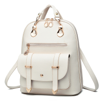 2021新款单双肩包女式背包日韩版女士休闲两用女包学生学院风书包 米白色