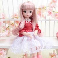 大号多关节芭比娃娃换装礼盒单个装公主学生女孩儿童玩具BJD礼物 红白连衣裙娃娃(送25赠品) 5D真眼23关节娃娃-袋装
