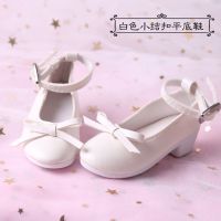 60厘米叶罗丽娃娃的鞋子3分bjd凯蒂冰灵公主长靴高跟鞋皮鞋马丁靴 白色平底鞋 60厘米娃娃适用/买2送袜子