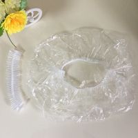 理发店一次性浴帽染发烫发焗油护理家用防水压缩型浴帽塑料帽 白色加厚0.7丝100只 (买2包送1