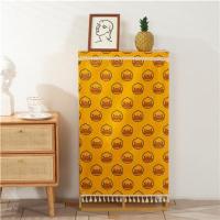 橱柜遮挡帘免打孔厨房自粘式柜子隔断帘置物架衣柜魔术贴遮丑帘布 黄小鸭 35cm(65cm高)