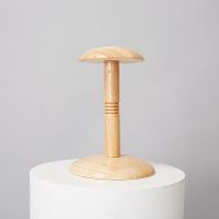 模特道具实木帽架帽托陈列架帽撑台式展示架头模假发支架 原木色小号