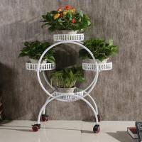 花架铁艺带轮落地式绿萝花盆架客厅阳台花架子多层室内特价省空间 白色 四盆无脚轮