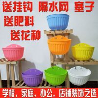 加厚挂壁壁挂花盆吊篮吊兰吊花花盆加厚水培树脂塑料办公阳台花盆 1个花盆(颜色可选) 中号(口径21厘米)