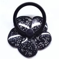 手机指环支架手机平板通用粘贴指环扣懒人桌面支架防丢摔指环支架 五叶花 黑色 单个