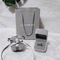 高档ins风绒布翻盖项链手镯对戒指求婚首饰品礼物包装空盒子精致 灰色 戒指绒盒套(无饰品)