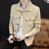 男士外套春秋季韩版潮流灯芯绒工装夹克男装2021新款学生衣服褂子 1144卡其色 S