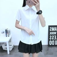 春秋新款黑色白衬衫女韩版修身长袖工装衬衣工作服职业装正装上衣 白色直筒[短袖] S (75-85斤)