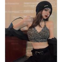 时尚套装女2021春秋新款豹纹吊带+黑色港风外套+休闲长裤套装潮 豹纹吊带 S